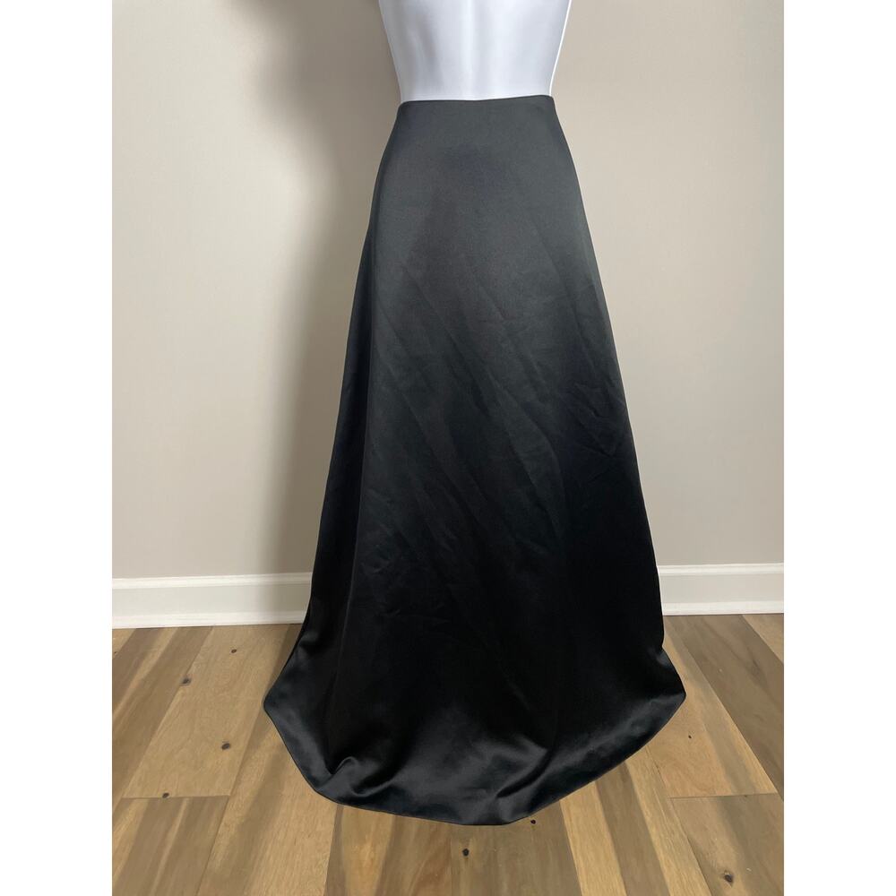 Ann Taylor Black Satin High‑Waist Maxi Skirt Fully Lined Size 4 - Picture 3 of 8